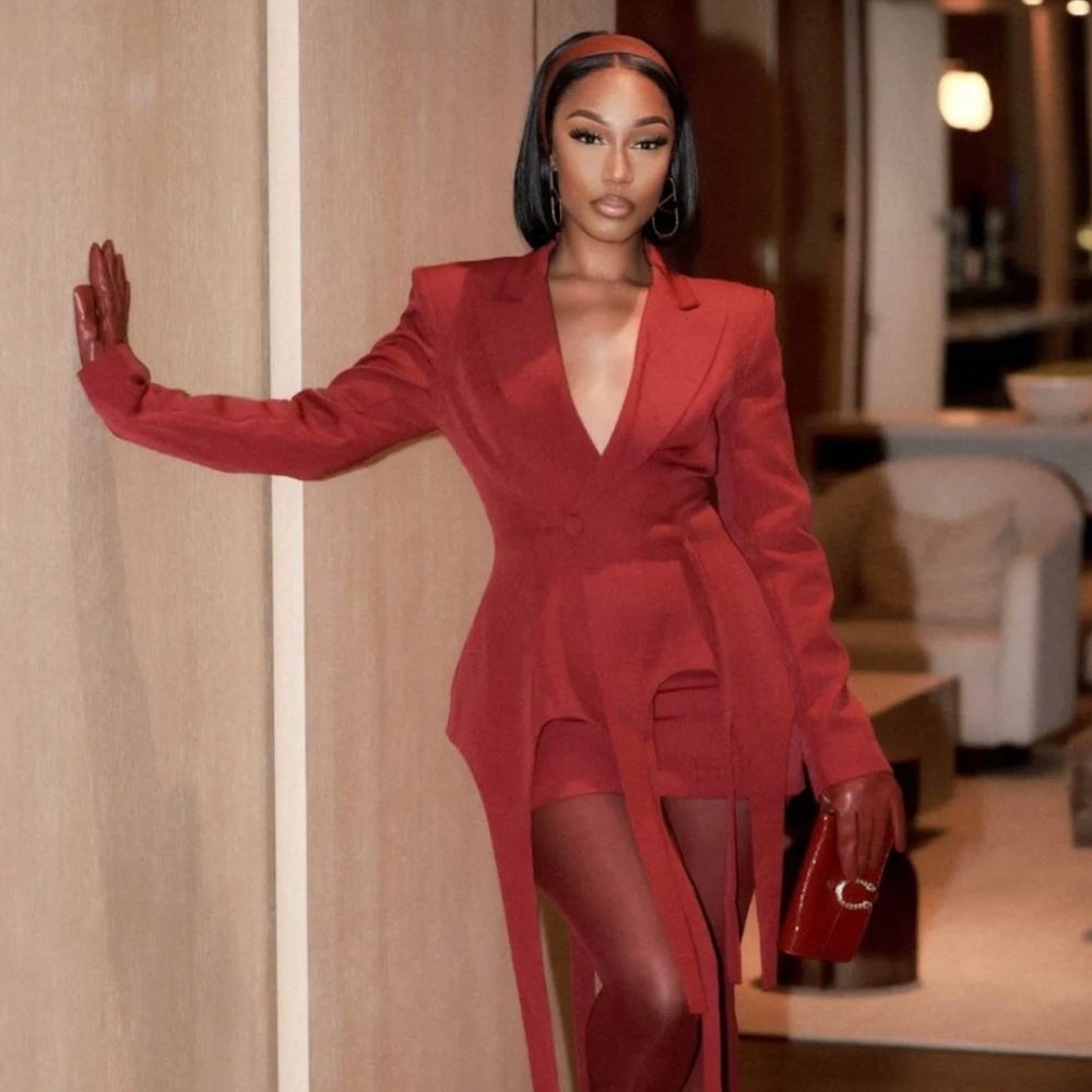 Cleo Burgundy Skirt Suit